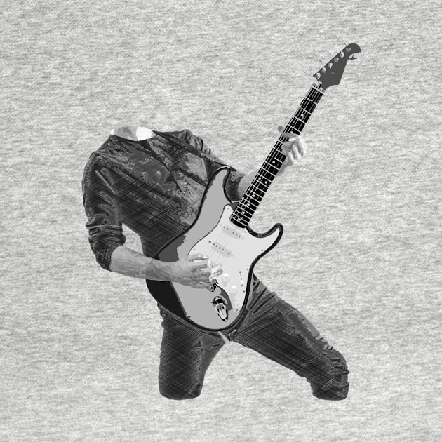 Rock n Roll Guitar Player, Black & White by Lusy